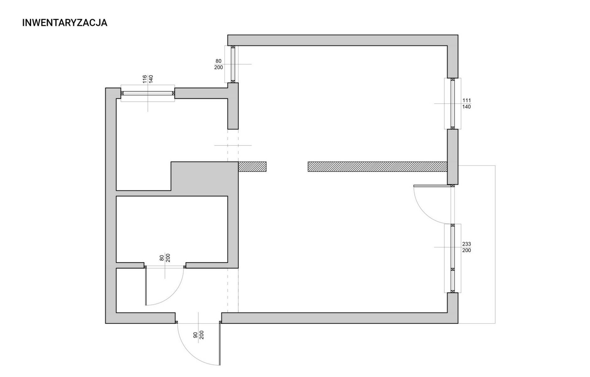 inwentaryzacja architektoniczna mieszkania w bloku z wielkiej płyty