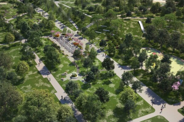 wizualizacje architektoniczne parku hallera w dąbrowie Górniczej